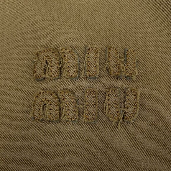 Miu Miu Khaki Green Oversized Cotton Jacket With Elastic Hem & Button Details - Picture 5 of 8